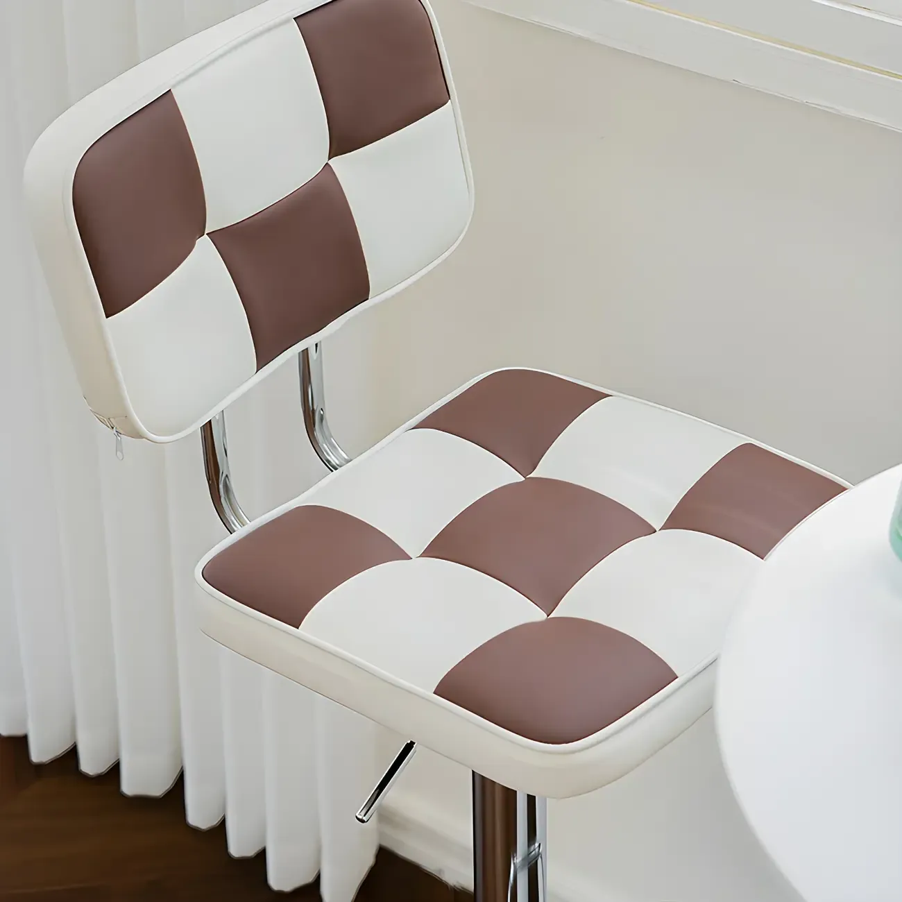 Glam Leather Adjustable Cushioned Swivel Bar Stool with Backrest Image - 12