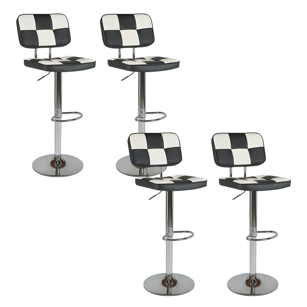 Glam Leather Adjustable Cushioned Swivel Bar Stool with Backrest Image - 14