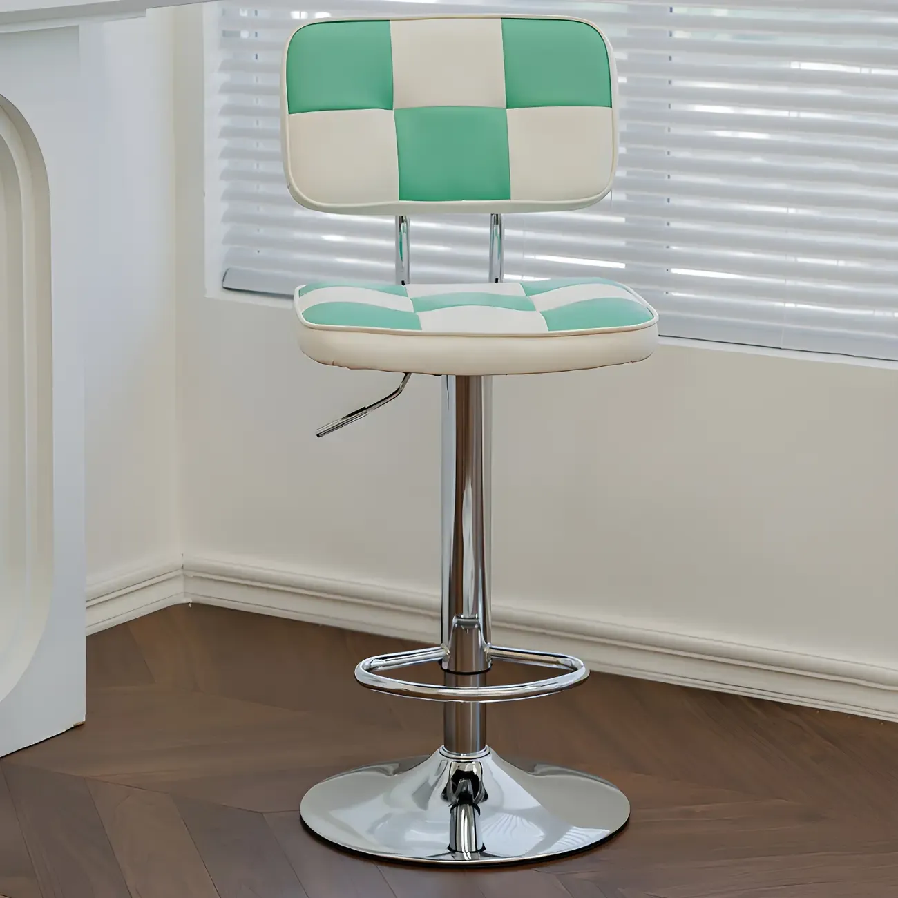 Glam Leather Adjustable Cushioned Swivel Bar Stool with Backrest Image - 15