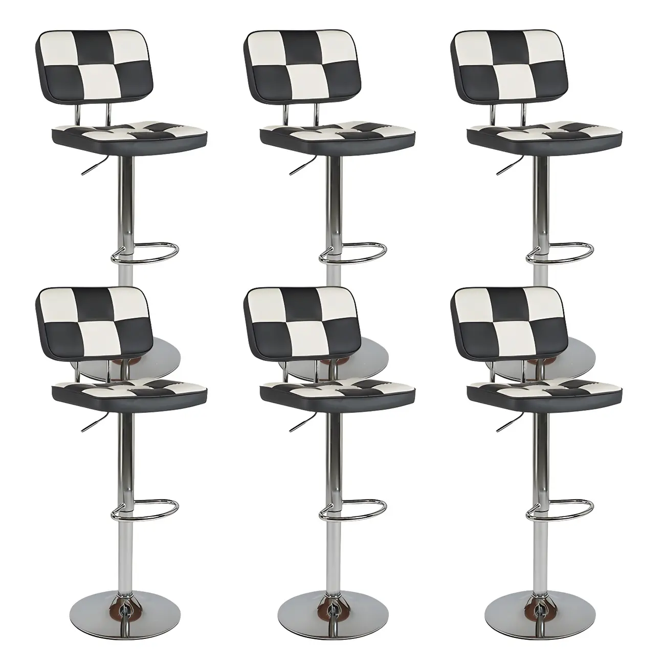 Glam Leather Adjustable Cushioned Swivel Bar Stool with Backrest Image - 16 | homeyfad