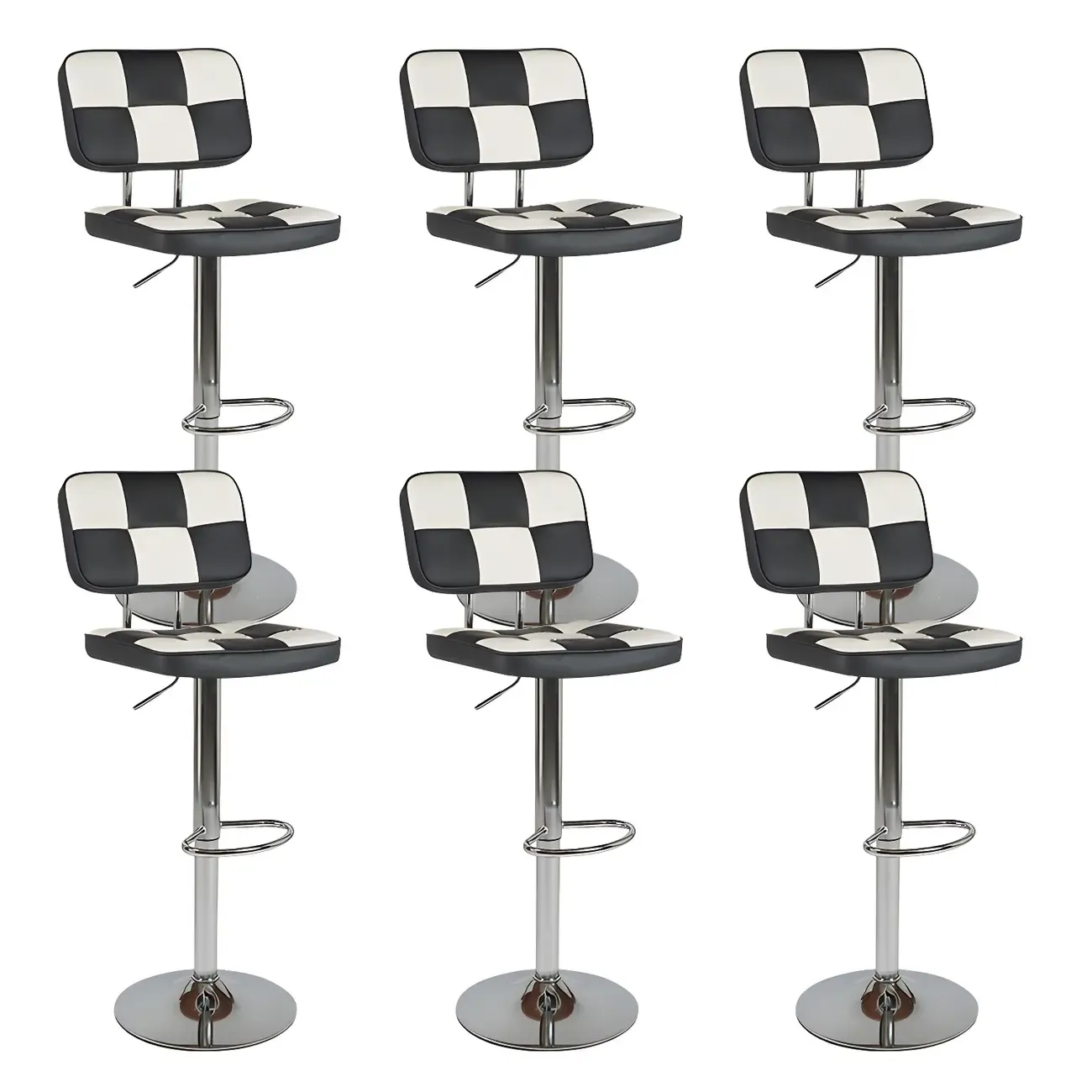 Glam Leather Adjustable Cushioned Swivel Bar Stool with Backrest Image - 16