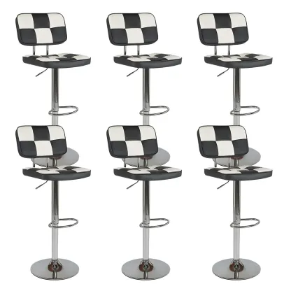 Glam Leather Adjustable Cushioned Swivel Bar Stool with Backrest Image - 16