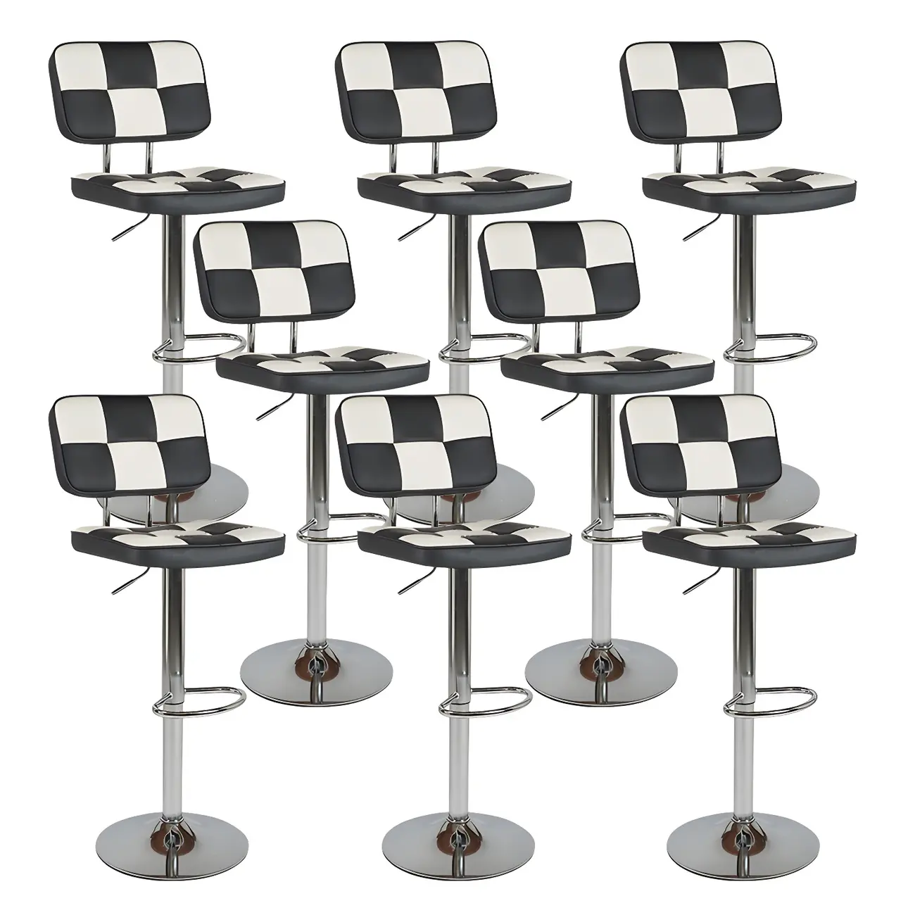 Glam Leather Adjustable Cushioned Swivel Bar Stool with Backrest Image - 17 | homeyfad
