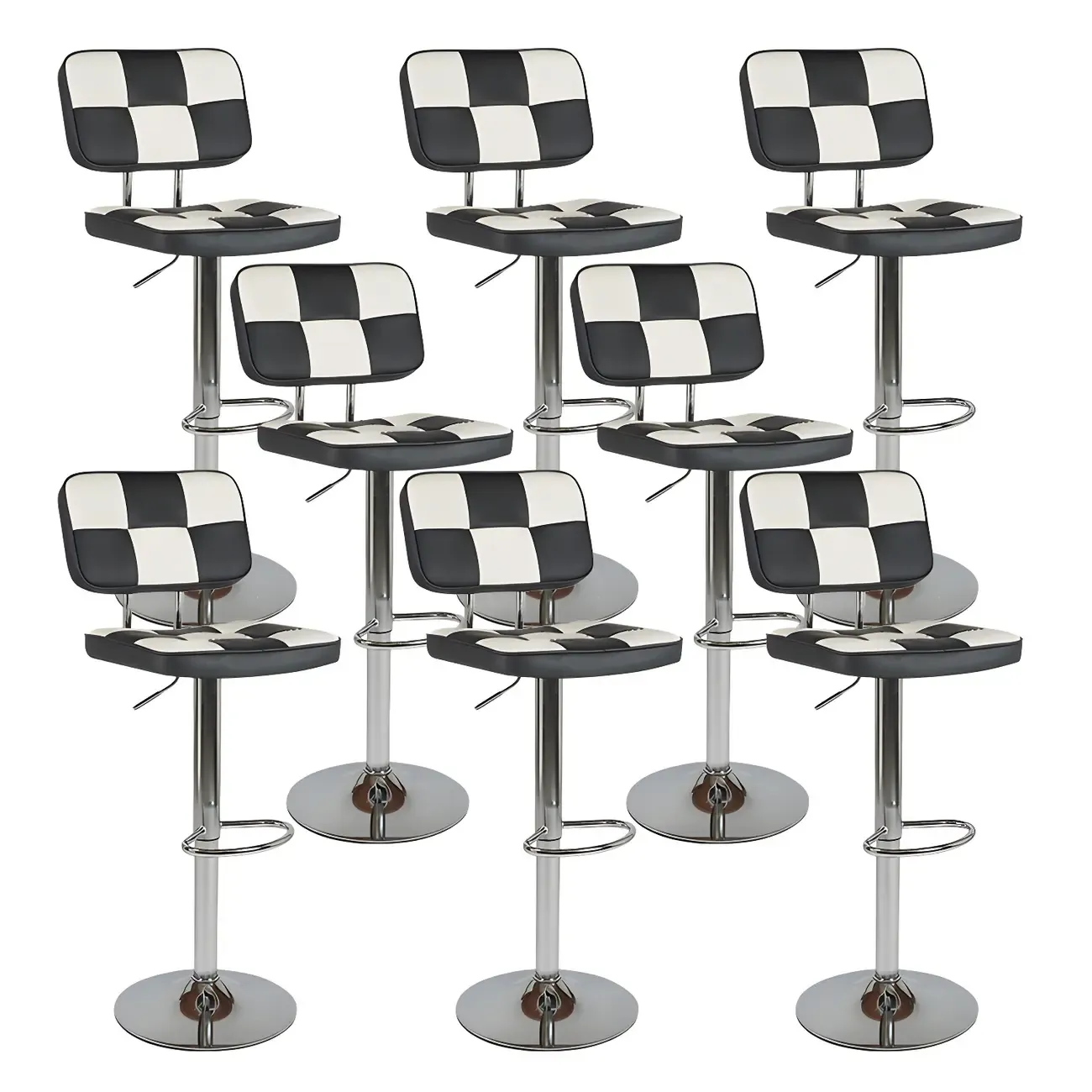 Glam Leather Adjustable Cushioned Swivel Bar Stool with Backrest Image - 17