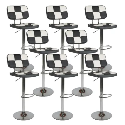 Glam Leather Adjustable Cushioned Swivel Bar Stool with Backrest Image - 17