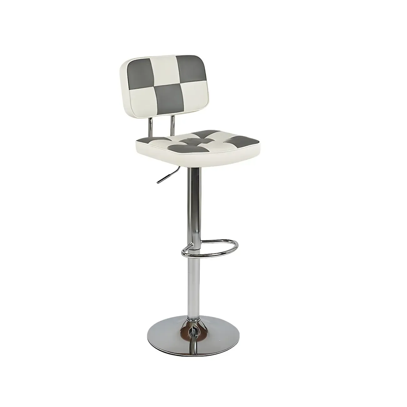Glam Leather Adjustable Cushioned Swivel Bar Stool with Backrest Image - 20