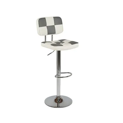 Glam Leather Adjustable Cushioned Swivel Bar Stool with Backrest Image - 20