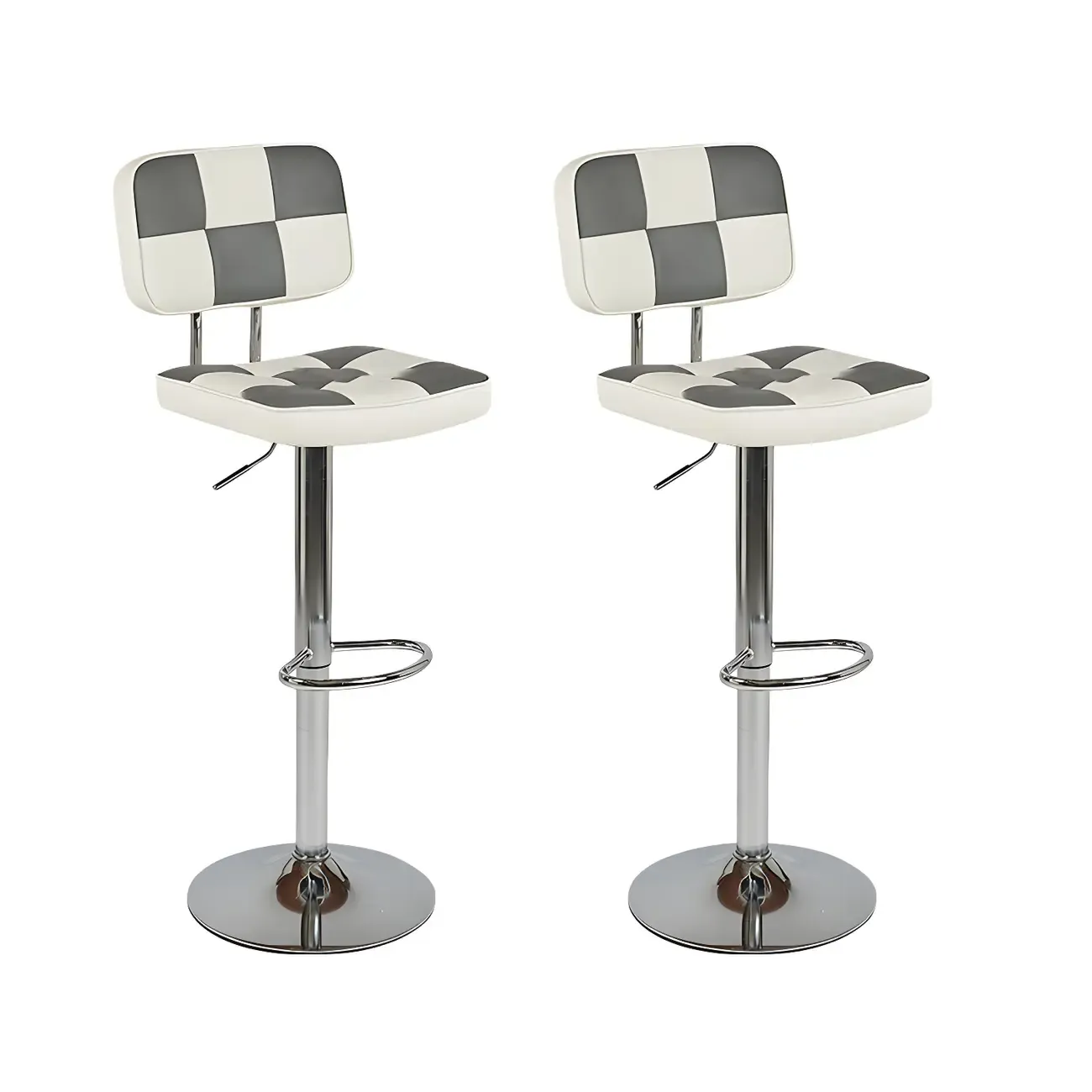 Glam Leather Adjustable Cushioned Swivel Bar Stool with Backrest Image - 21