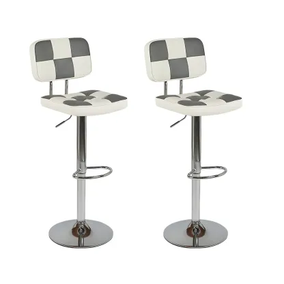 Glam Leather Adjustable Cushioned Swivel Bar Stool with Backrest Image - 21