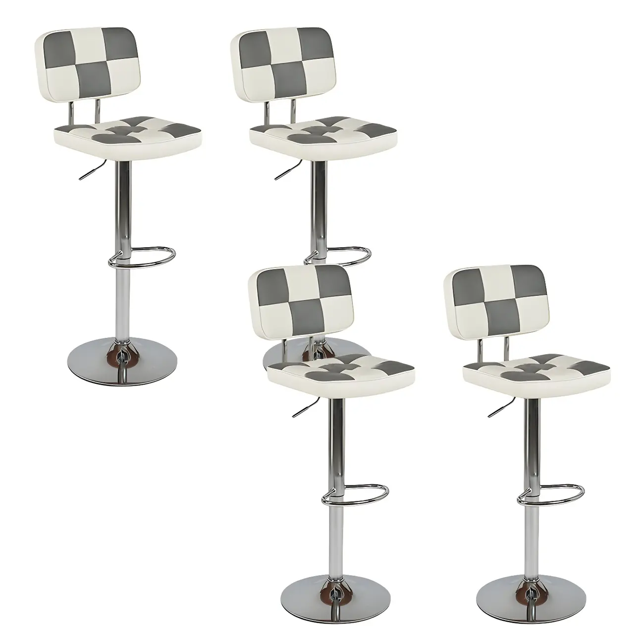 Glam Leather Adjustable Cushioned Swivel Bar Stool with Backrest Image - 22 | homeyfad