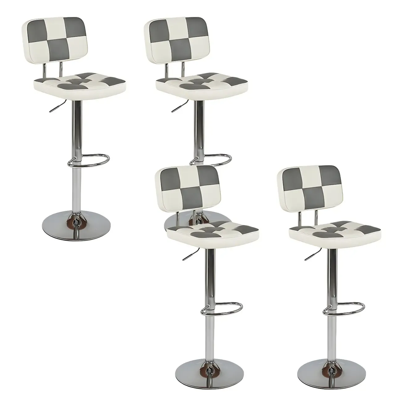 Glam Leather Adjustable Cushioned Swivel Bar Stool with Backrest Image - 22