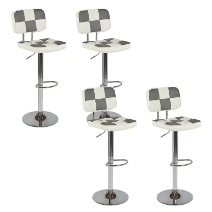 Glam Leather Adjustable Cushioned Swivel Bar Stool with Backrest Image - 22