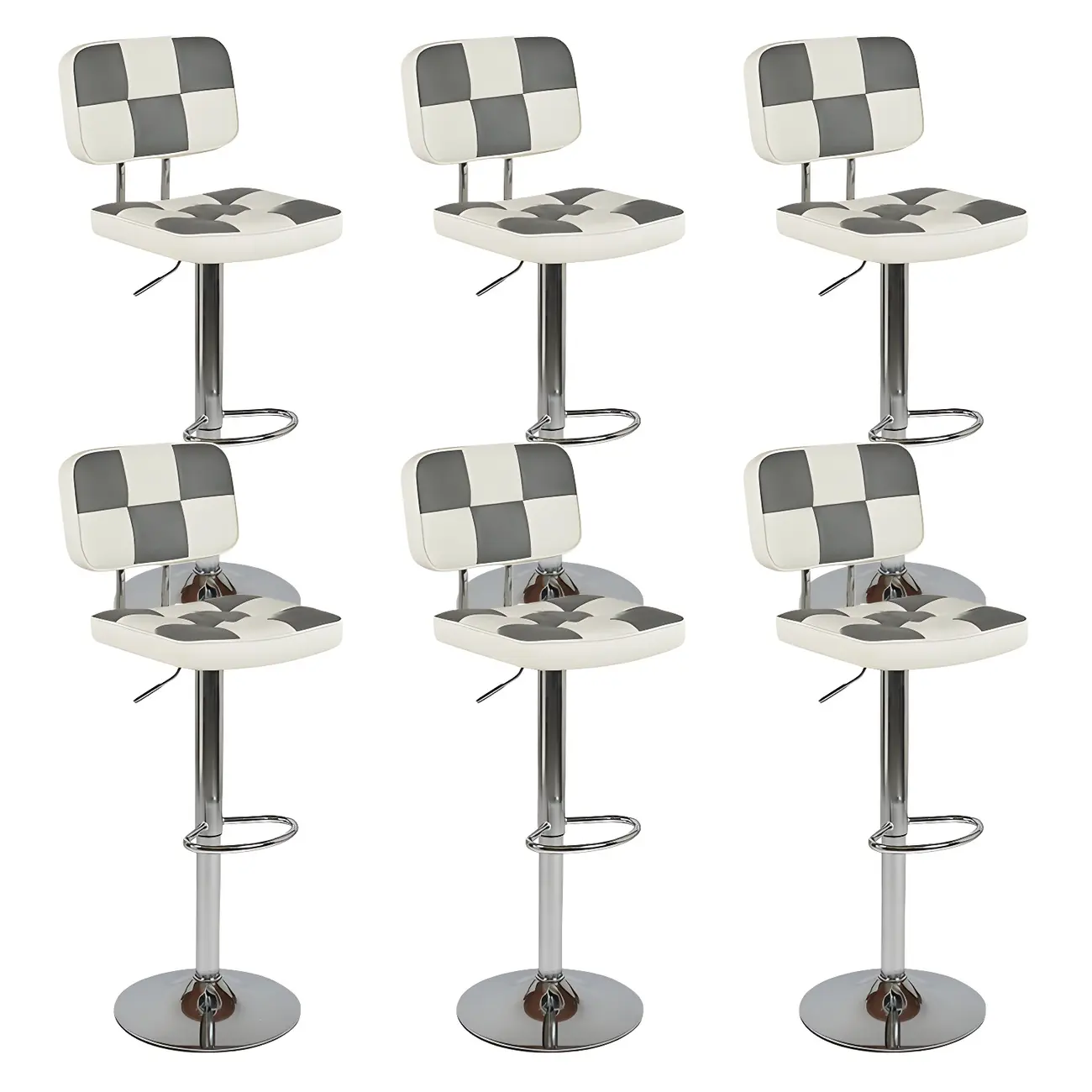 Glam Leather Adjustable Cushioned Swivel Bar Stool with Backrest Image - 23 | homeyfad