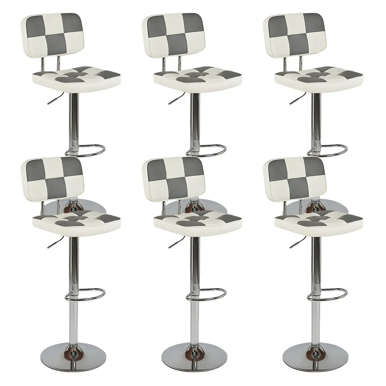 Glam Leather Adjustable Cushioned Swivel Bar Stool with Backrest Image - 23
