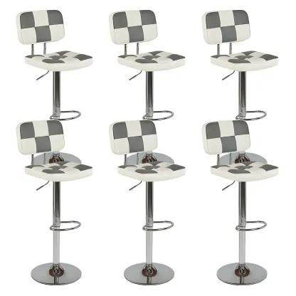 Glam Leather Adjustable Cushioned Swivel Bar Stool with Backrest Image - 23