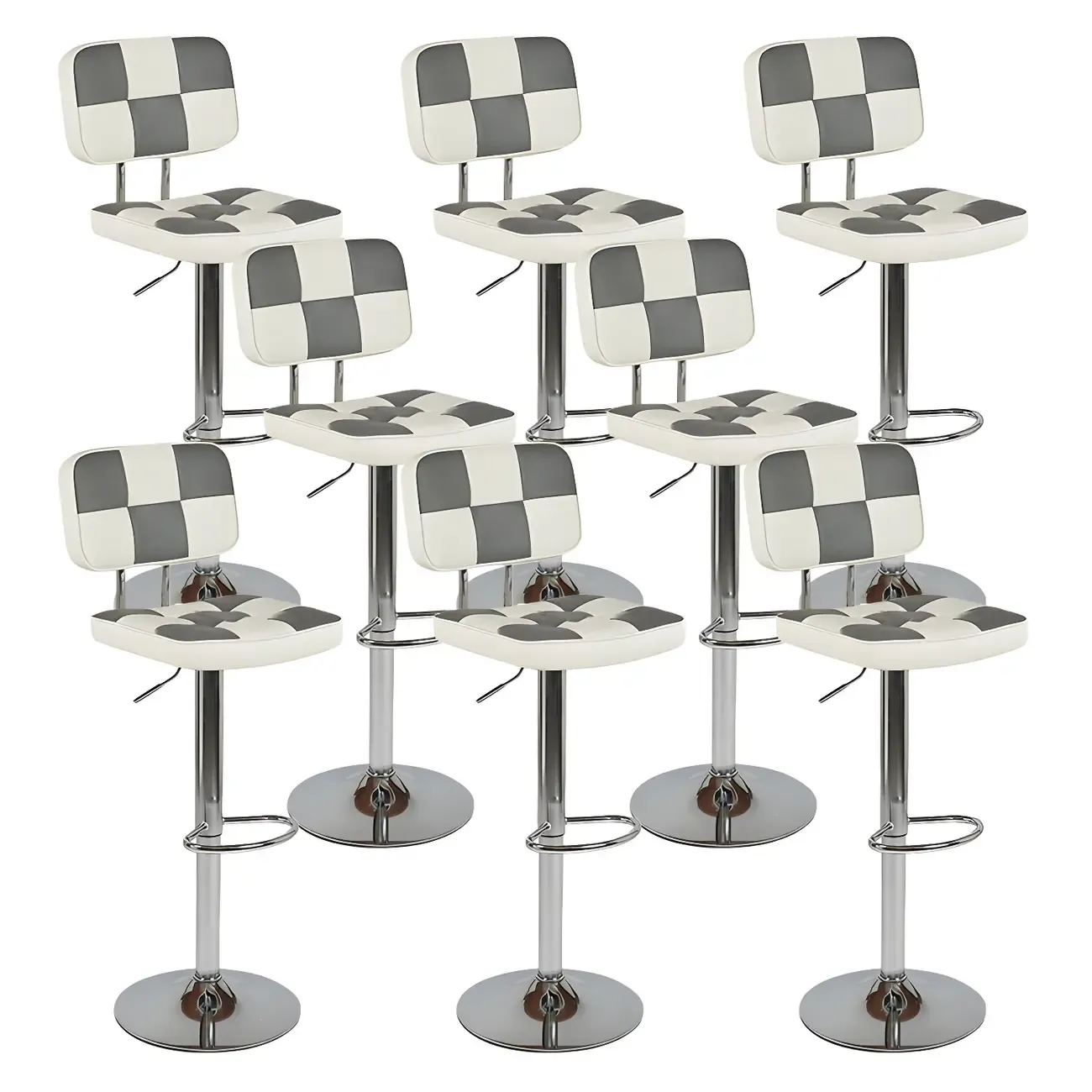 Glam Leather Adjustable Cushioned Swivel Bar Stool with Backrest Image - 24