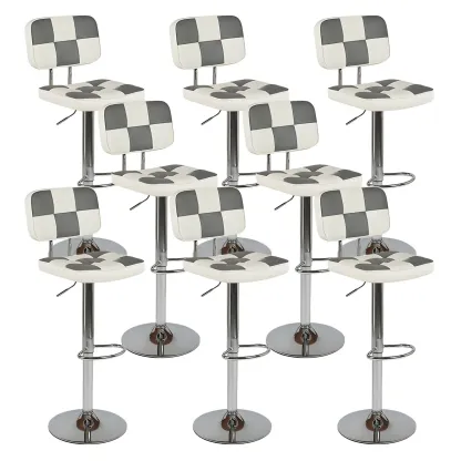 Glam Leather Adjustable Cushioned Swivel Bar Stool with Backrest Image - 24