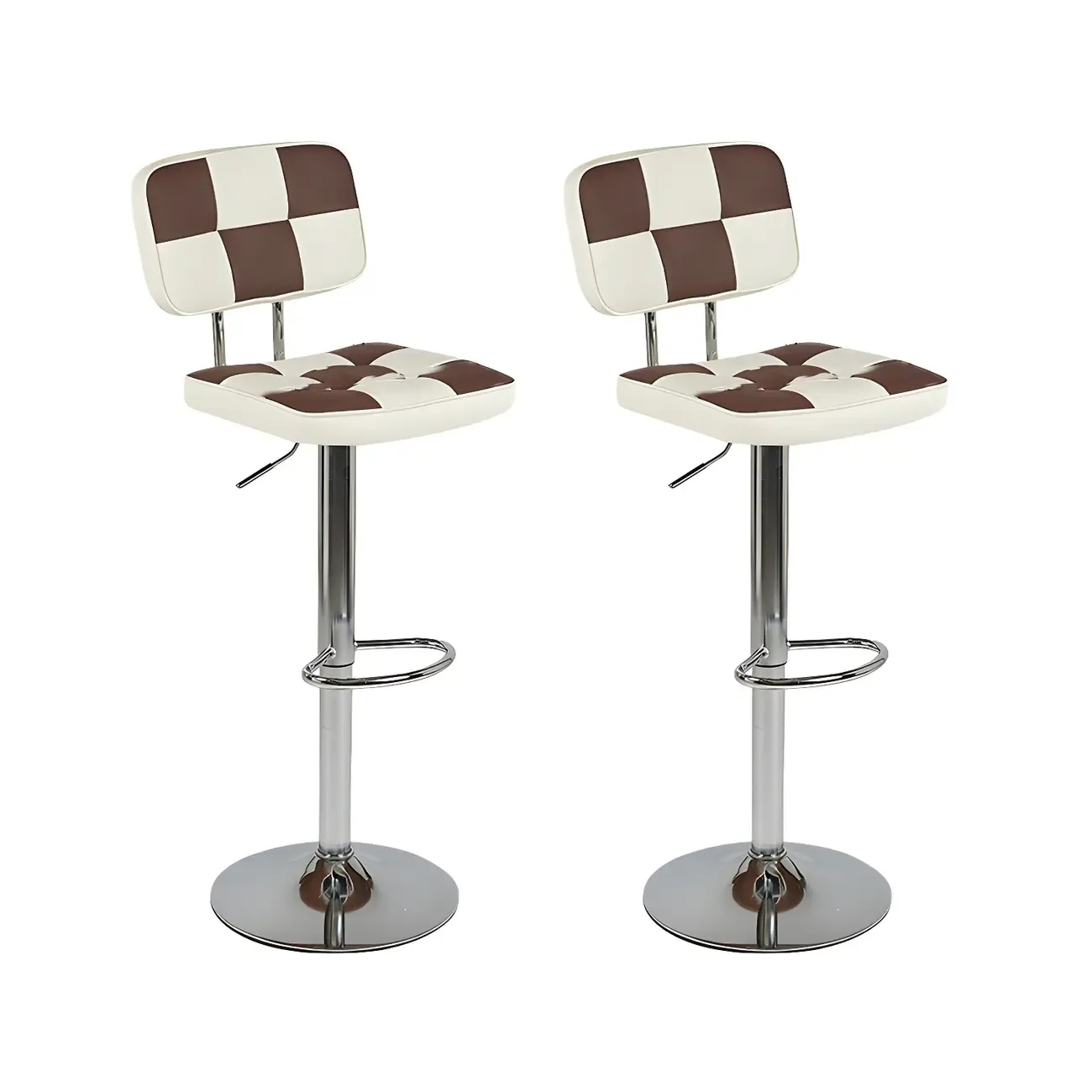 Glam Leather Adjustable Cushioned Swivel Bar Stool with Backrest Image - 26