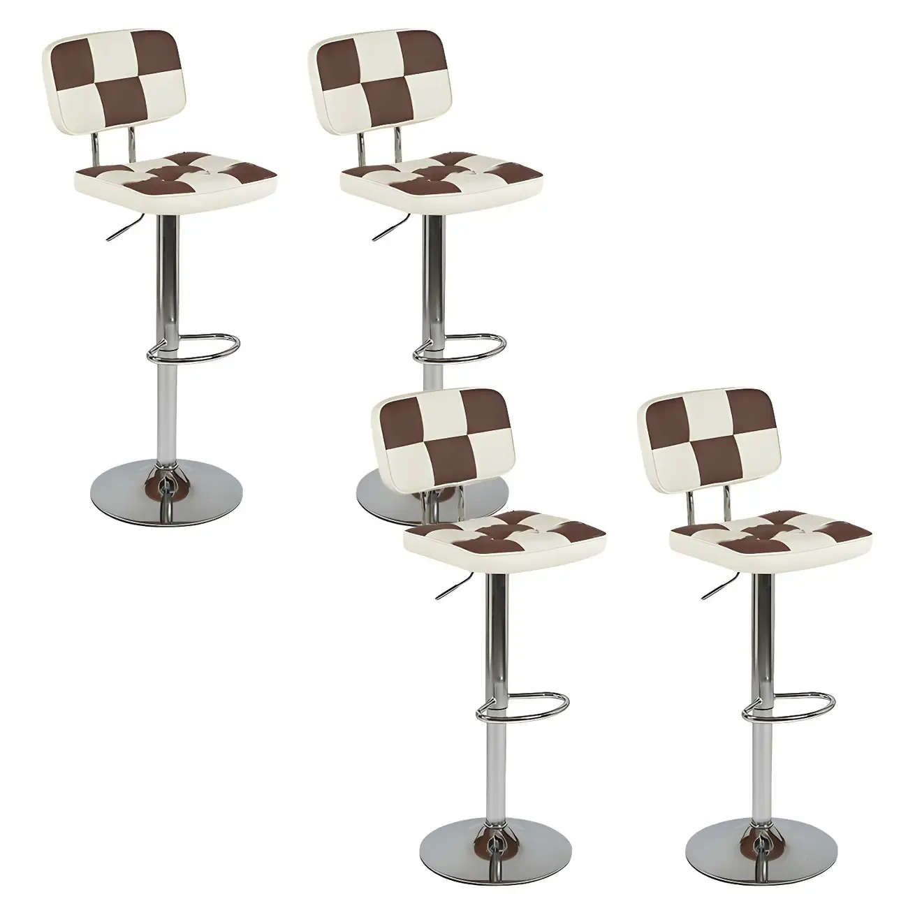 Glam Leather Adjustable Cushioned Swivel Bar Stool with Backrest Image - 27
