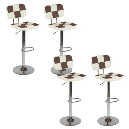 Glam Leather Adjustable Cushioned Swivel Bar Stool with Backrest Image - 27
