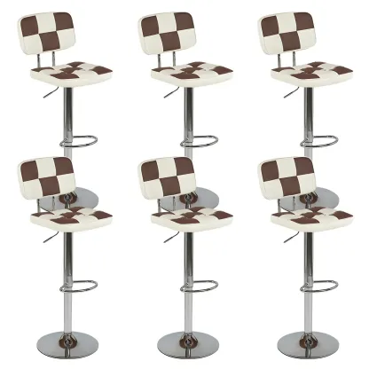 Glam Leather Adjustable Cushioned Swivel Bar Stool with Backrest Image - 28