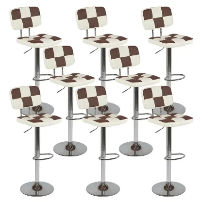 Glam Leather Adjustable Cushioned Swivel Bar Stool with Backrest Image - 29
