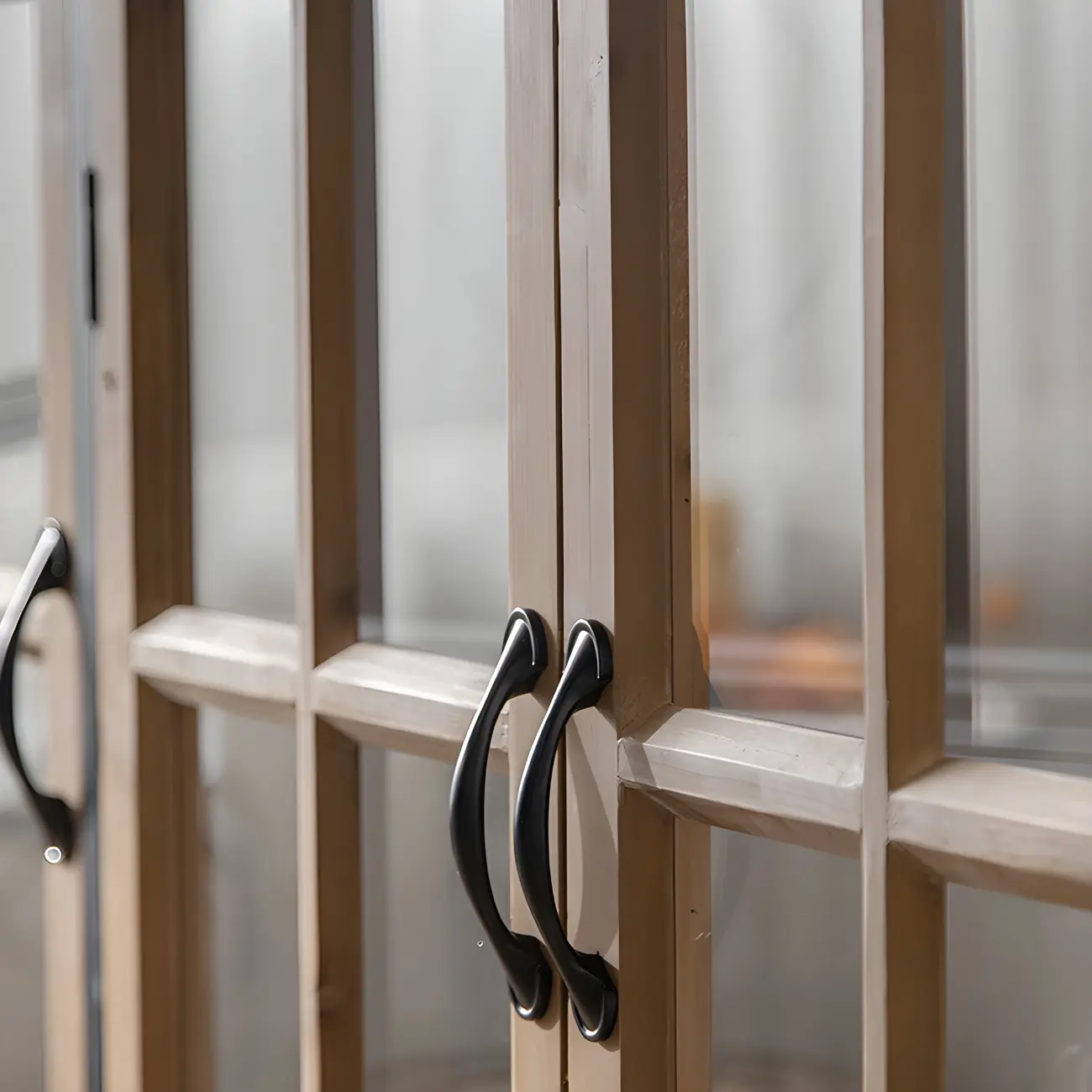 Vintage Wooden Glass Door Display Cabinet with Drawers & Shelf Image - 11 | homeyfad