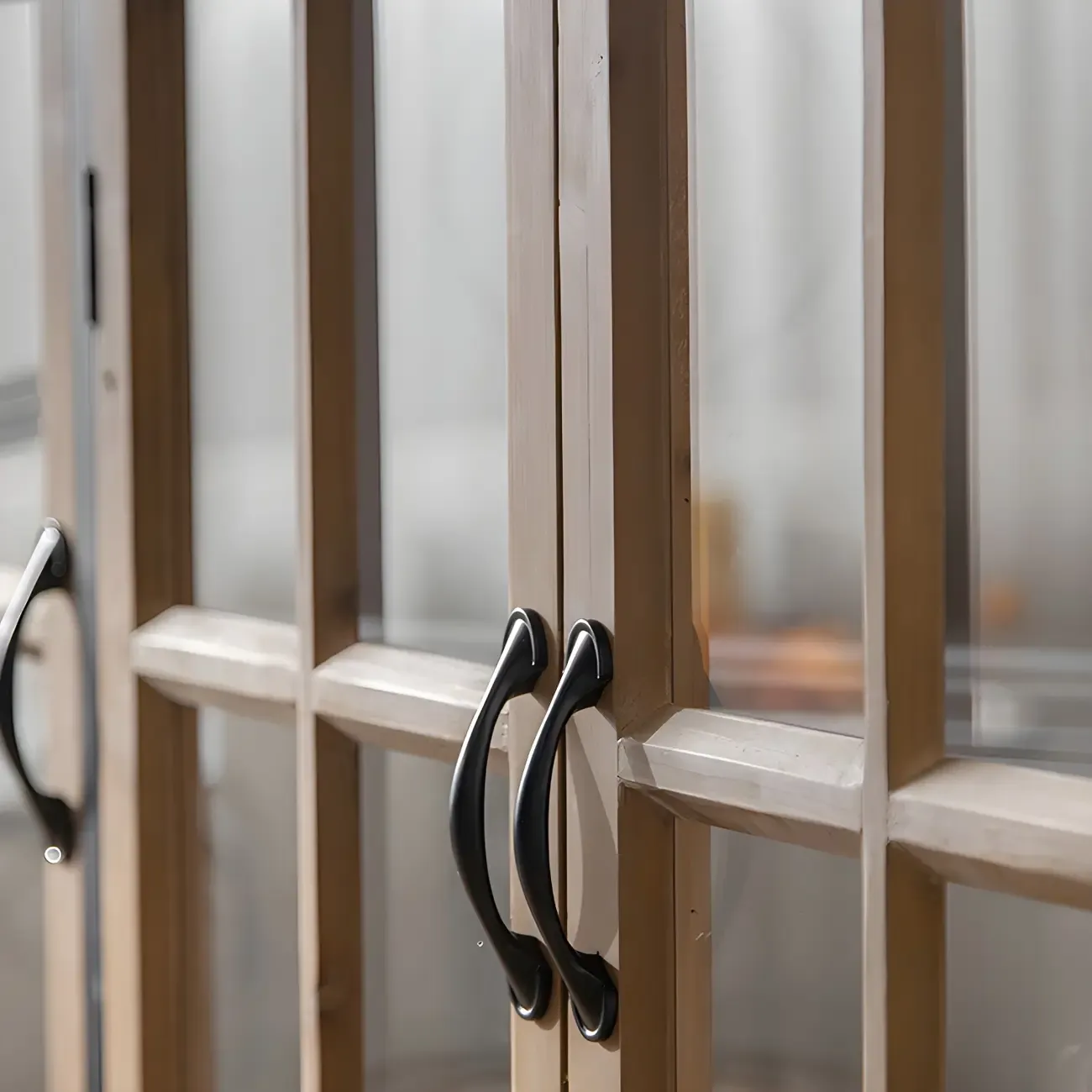 Vintage Wooden Glass Door Display Cabinet with Drawers & Shelf Image - 11