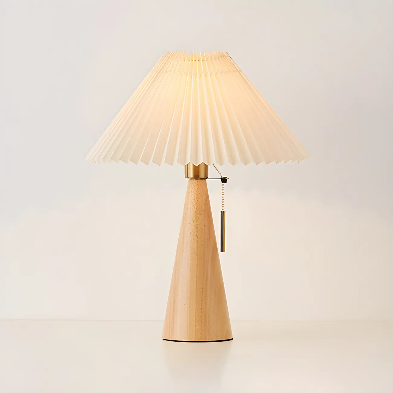 Modern Remote Wood Cone Bedside Table Lamp LED & Fabric  Image - 2 | homeyfad