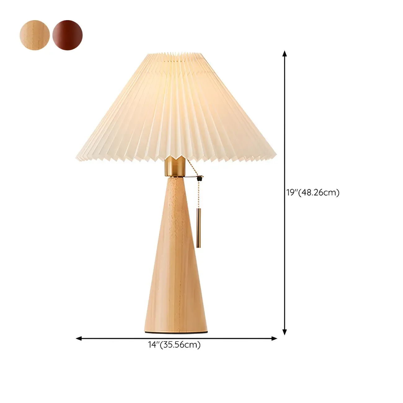 Modern Remote Wood Cone Bedside Table Lamp LED & Fabric  #size