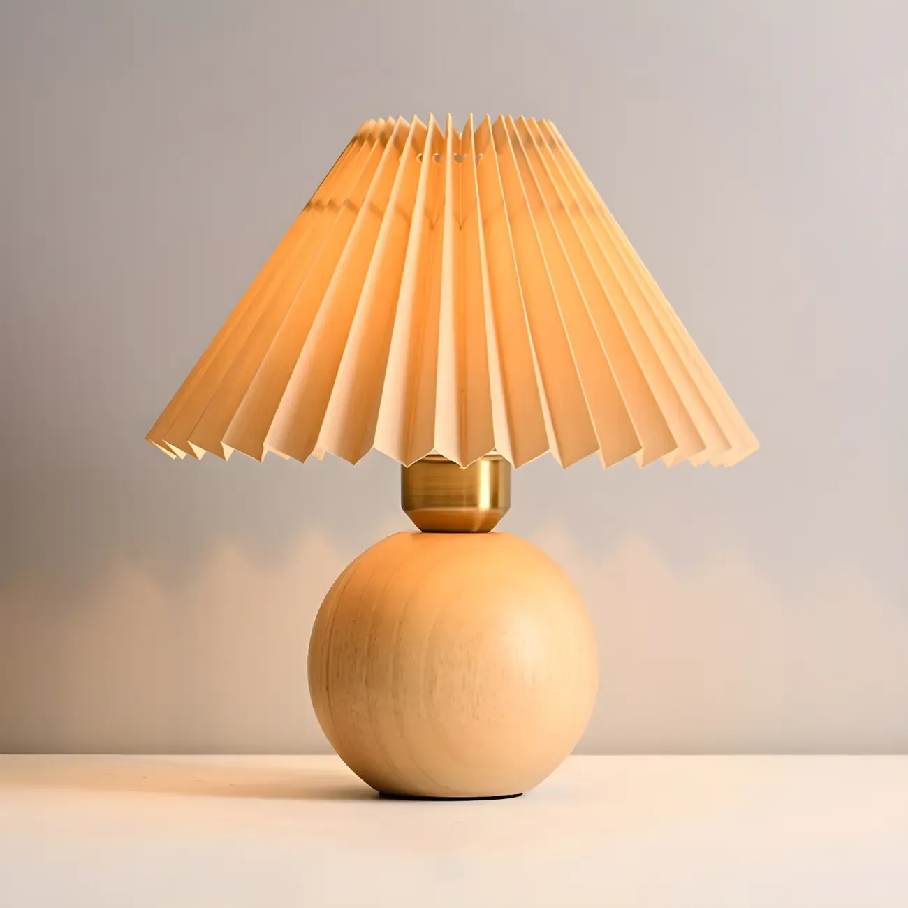 Small Global Wood Fabric Shade LED Table Lamp for Table Lamp Image - 2