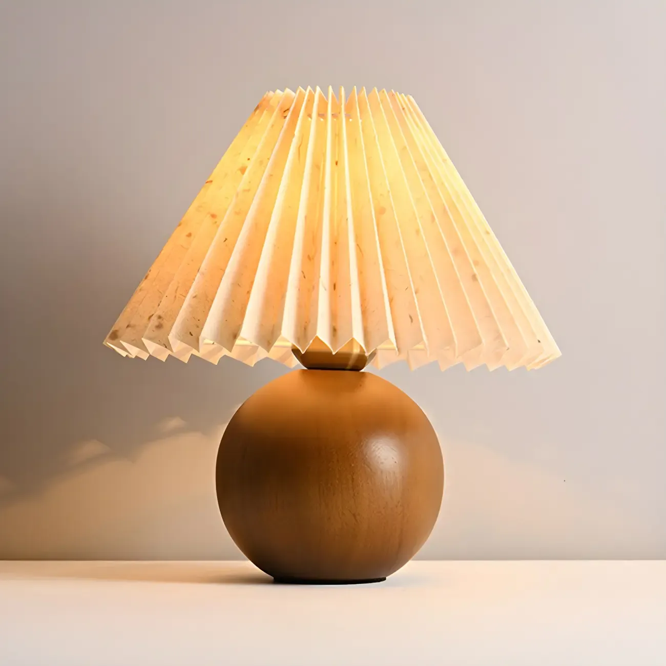 Small Global Wood Fabric Shade LED Table Lamp for Table Lamp Image - 7