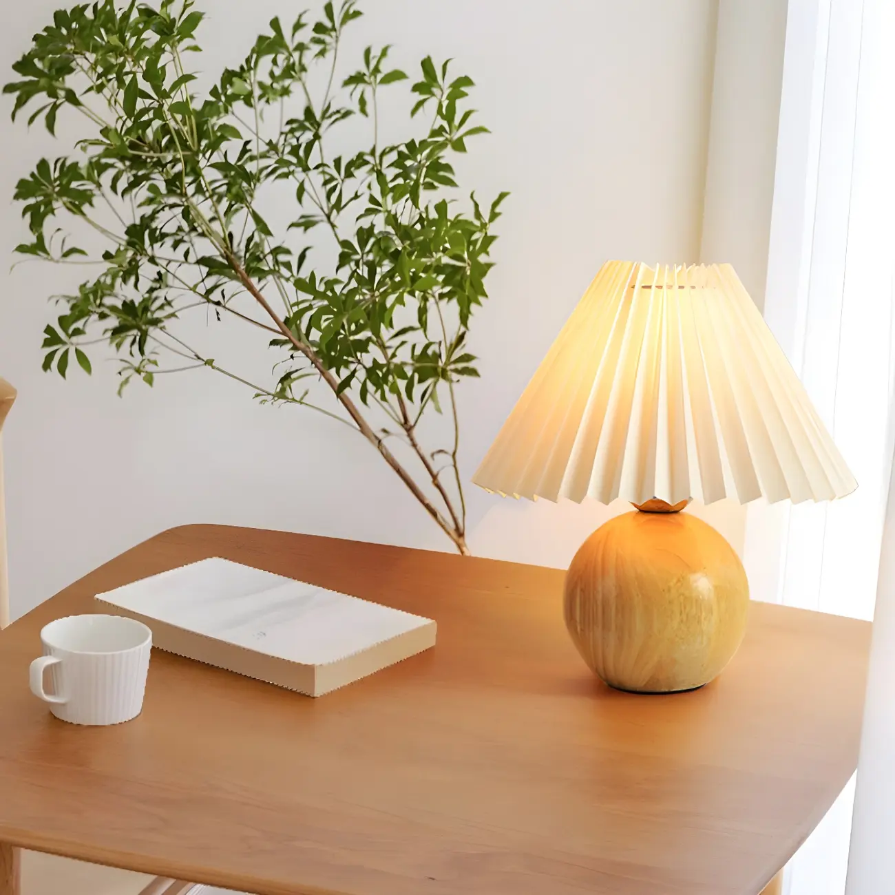 Small Global Wood Fabric Shade LED Table Lamp for Table Lamp Image - 11 | homeyfad