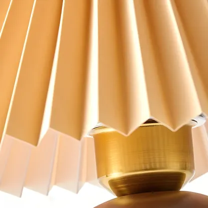 Small Global Wood Fabric Shade LED Table Lamp for Table Lamp Image - 4