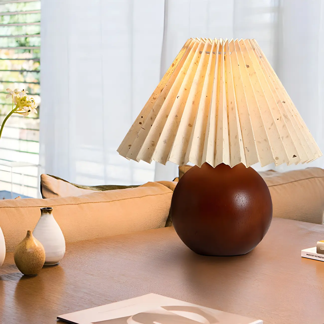 Small Global Wood Fabric Shade LED Table Lamp for Table Lamp Image - 10 | homeyfad