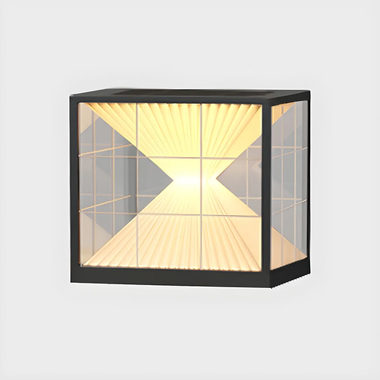 Black and Gold Solar Clear Cube Post Cap Light Image - 3 | homeyfad