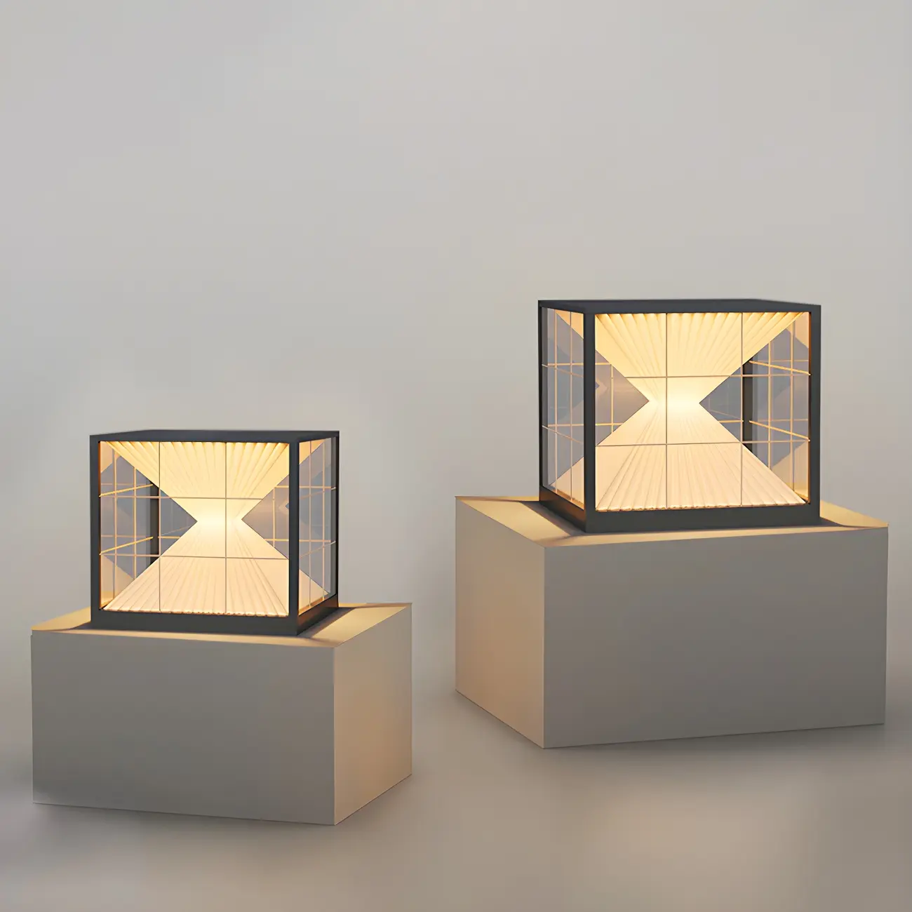 Black and Gold Solar Clear Cube Post Cap Light Image - 12 | homeyfad