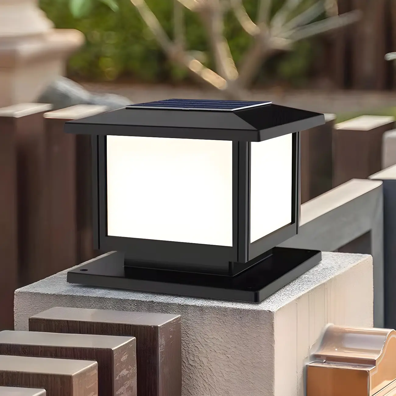 Solar Black Plastic Square Post Cap Light Image - 2 | homeyfad