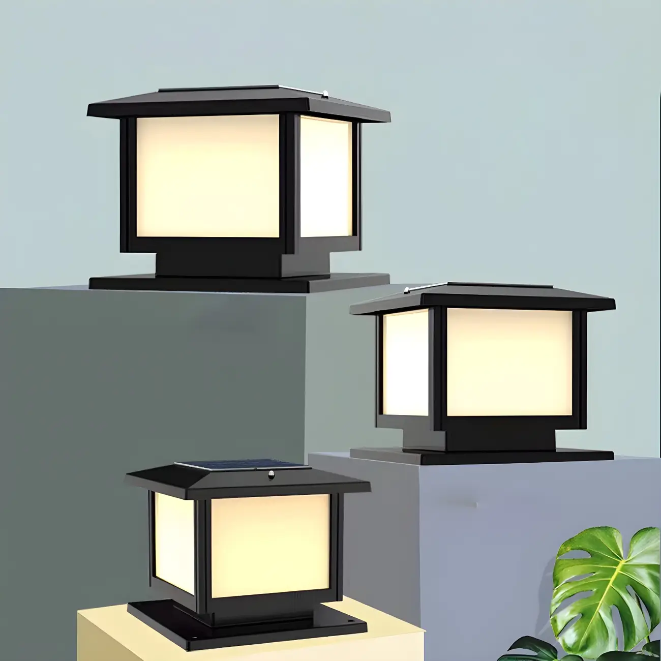 Solar Black Plastic Square Post Cap Light Image - 7 | homeyfad