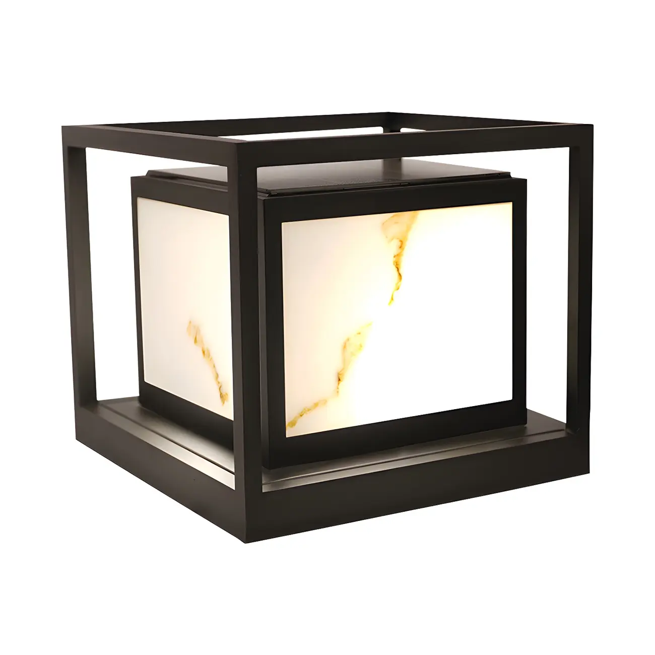Elegant Solar Black Metal Cube Post Cap Light Image - 9 | homeyfad