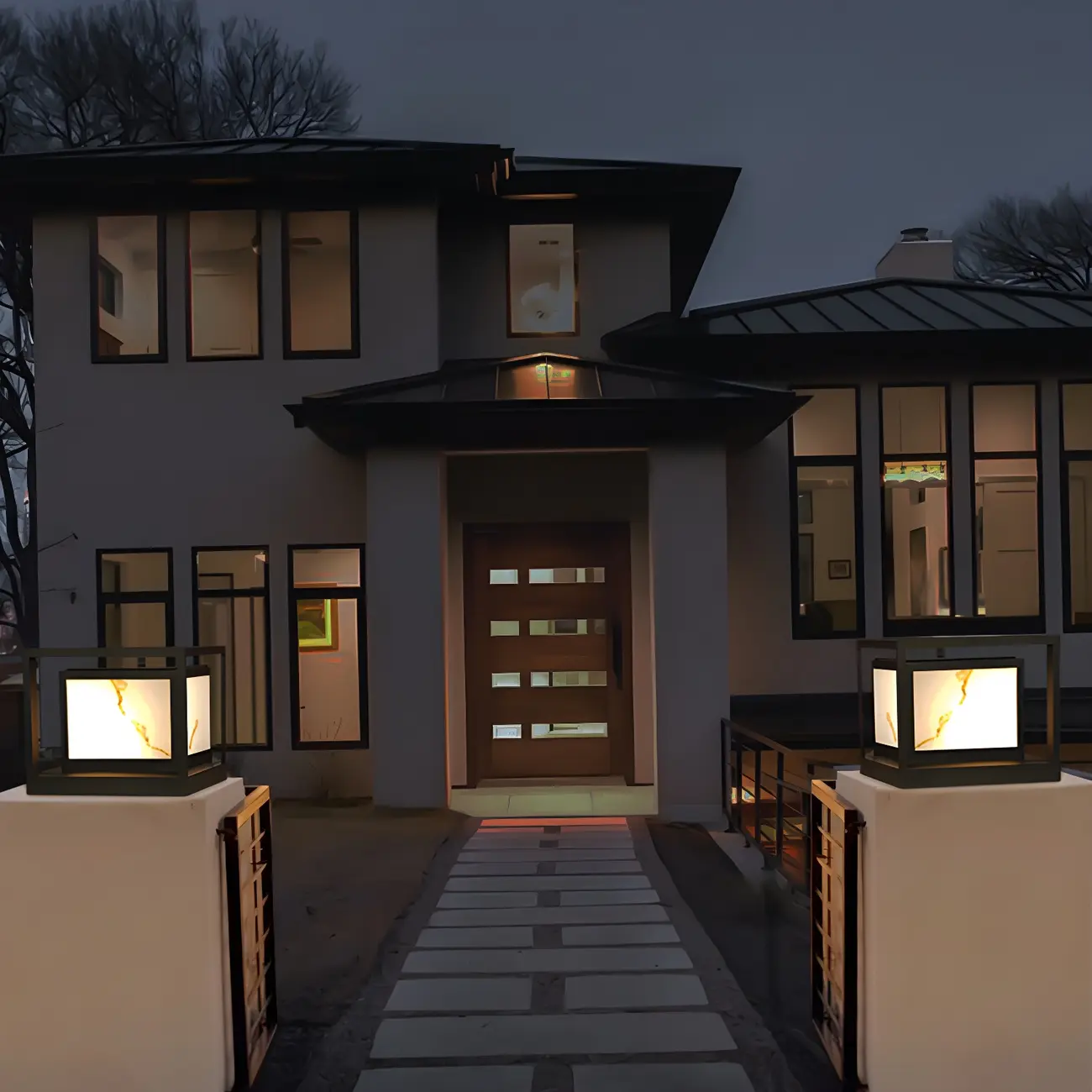 Elegant Solar Black Metal Cube Post Cap Light Image - 5 | homeyfad