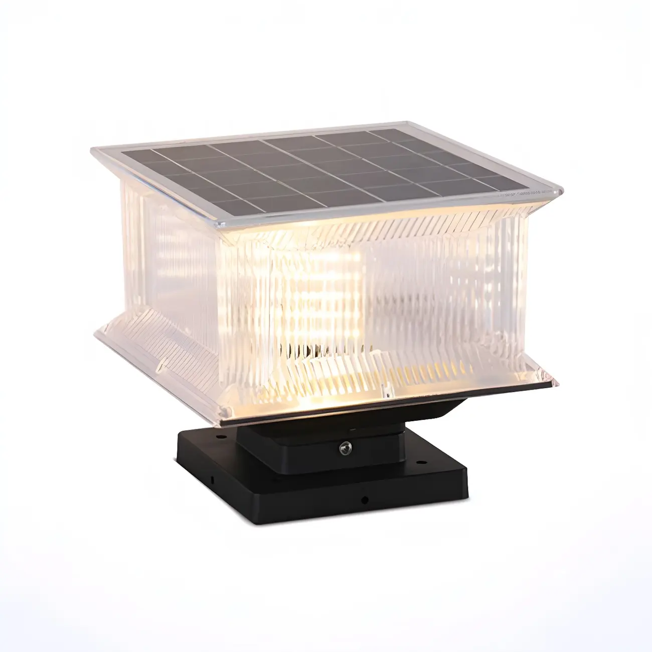 Modern Square Clear Solar Post Cap Light Image - 7 | homeyfad