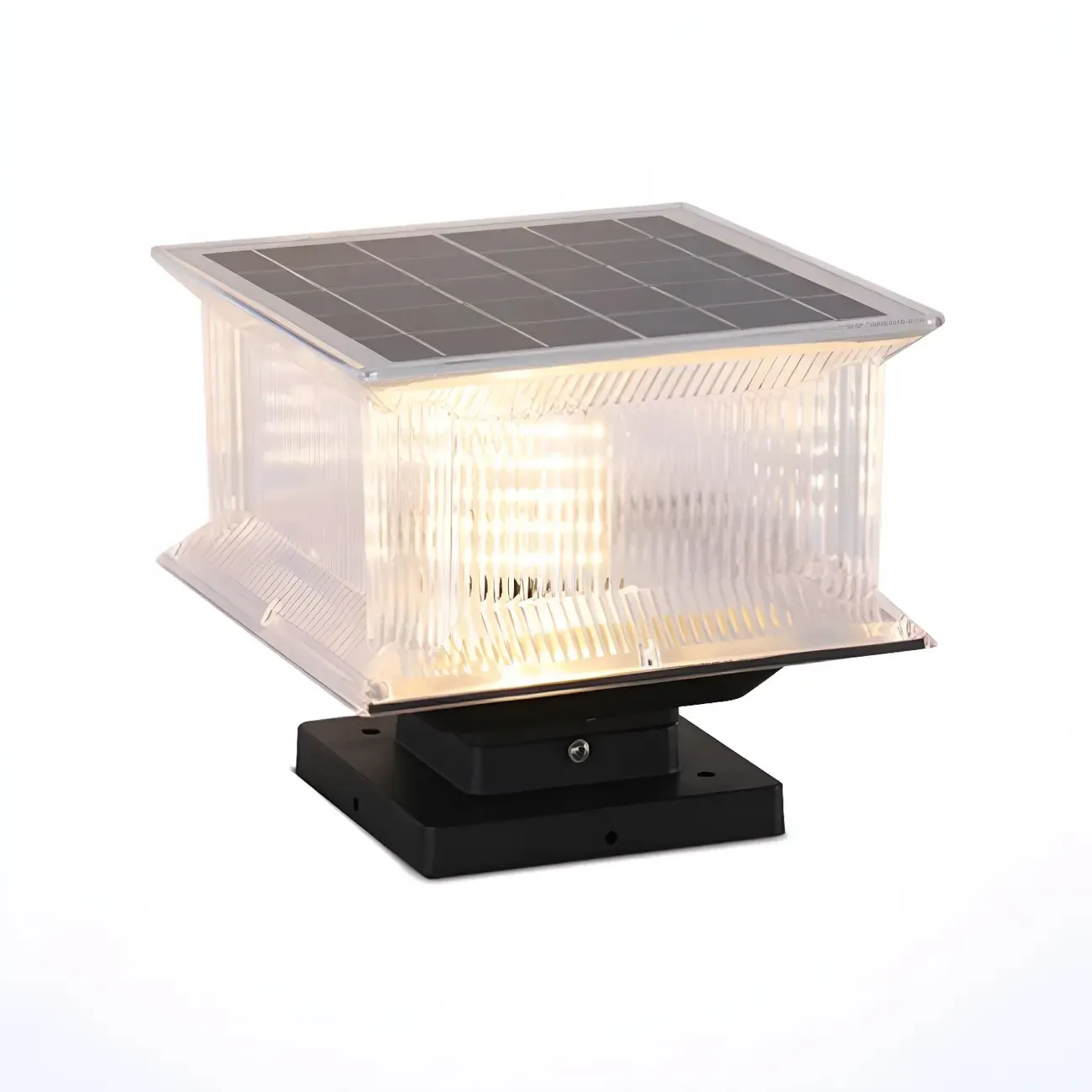 Modern Square Clear Solar Post Cap Light Image - 7