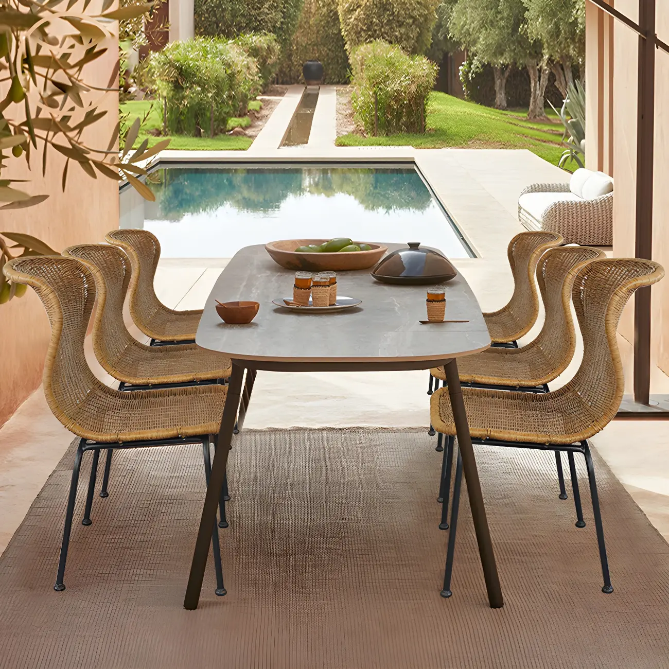 Tropical Light Brown Ourdoor Wicker Dining Side Chair Image - 2 | homeyfad