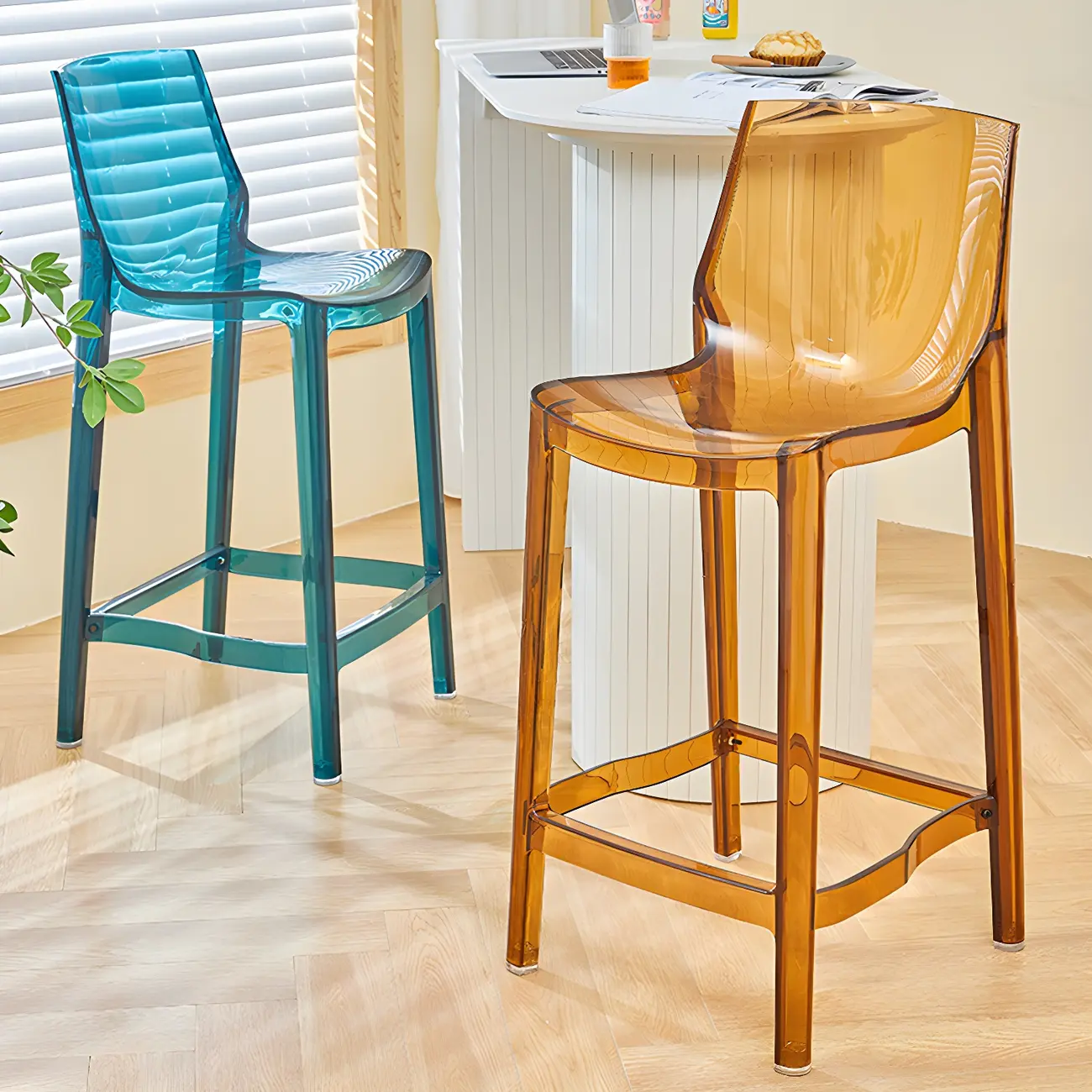 Modern Acrylic Vibrant Durable Colourful Sleek Bar Stool Image - 1 | homeyfad
