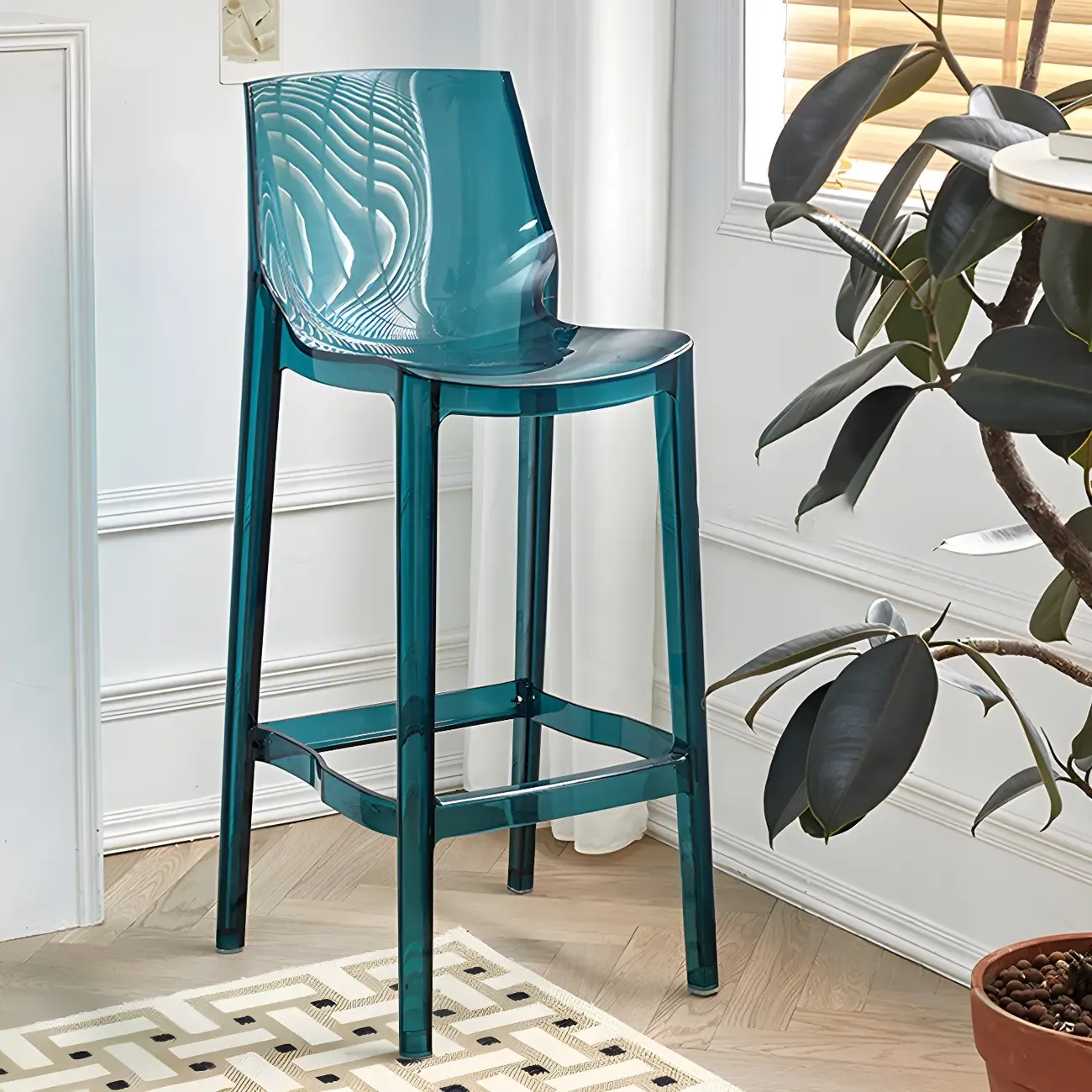 Modern Acrylic Vibrant Durable Colourful Sleek Bar Stool Image - 2