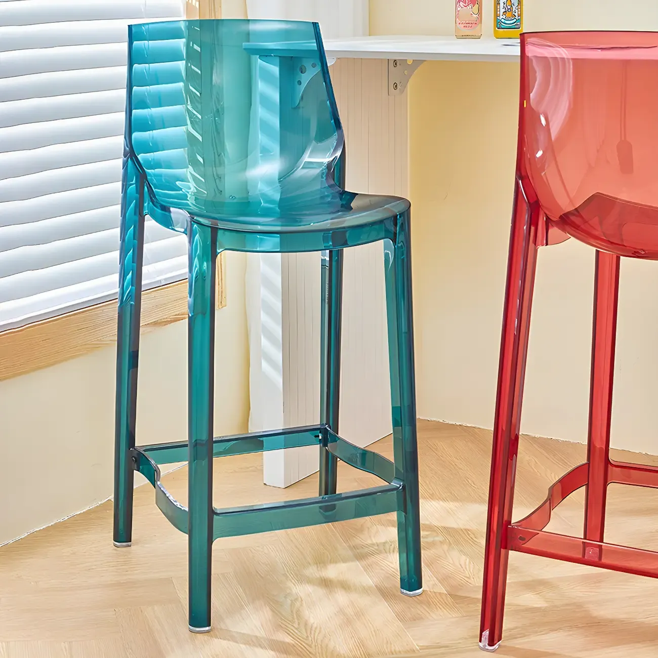 Modern Acrylic Vibrant Durable Colourful Sleek Bar Stool Image - 3