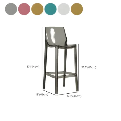 Modern Acrylic Vibrant Durable Colourful Sleek Bar Stool #size