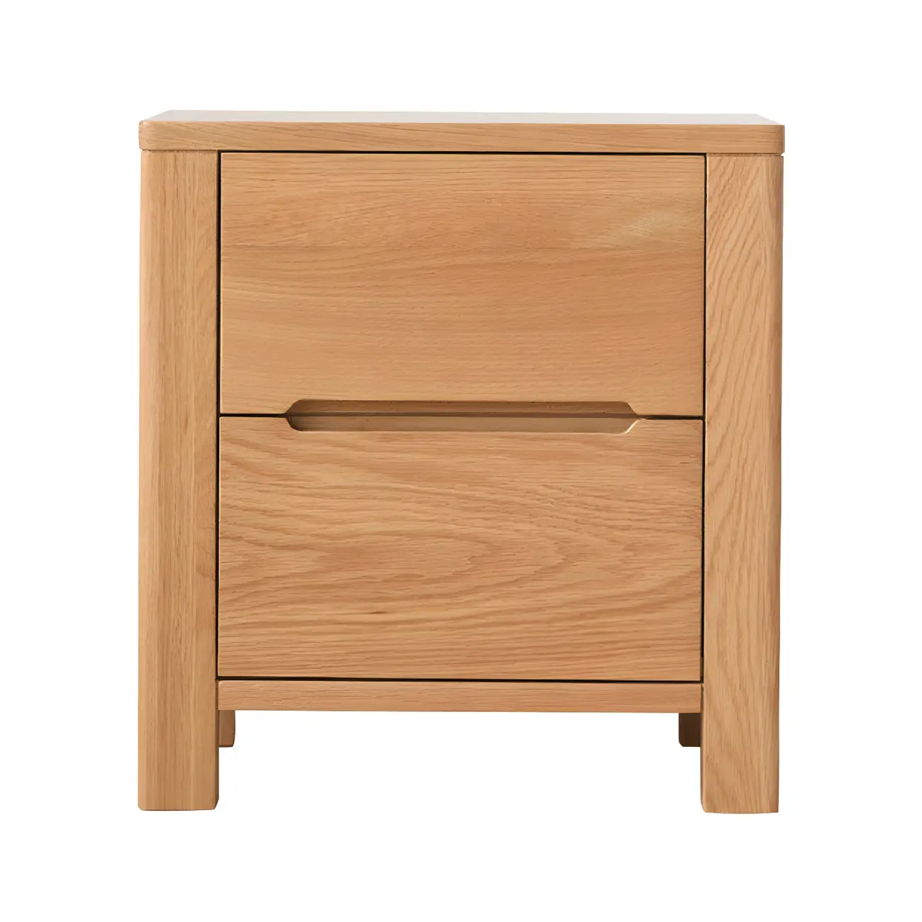 Rectangular Natural Wood 2 Drawer Bedside Nightstand Image - 6 | homeyfad