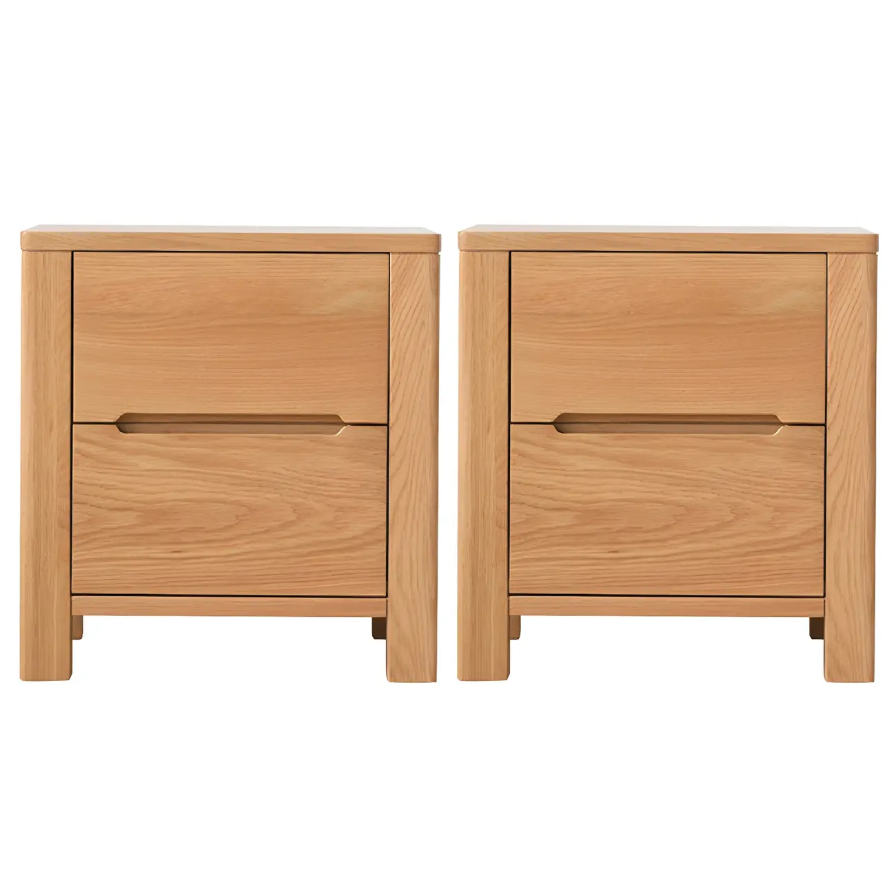 Rectangular Natural Wood 2 Drawer Bedside Nightstand Image - 11 | homeyfad